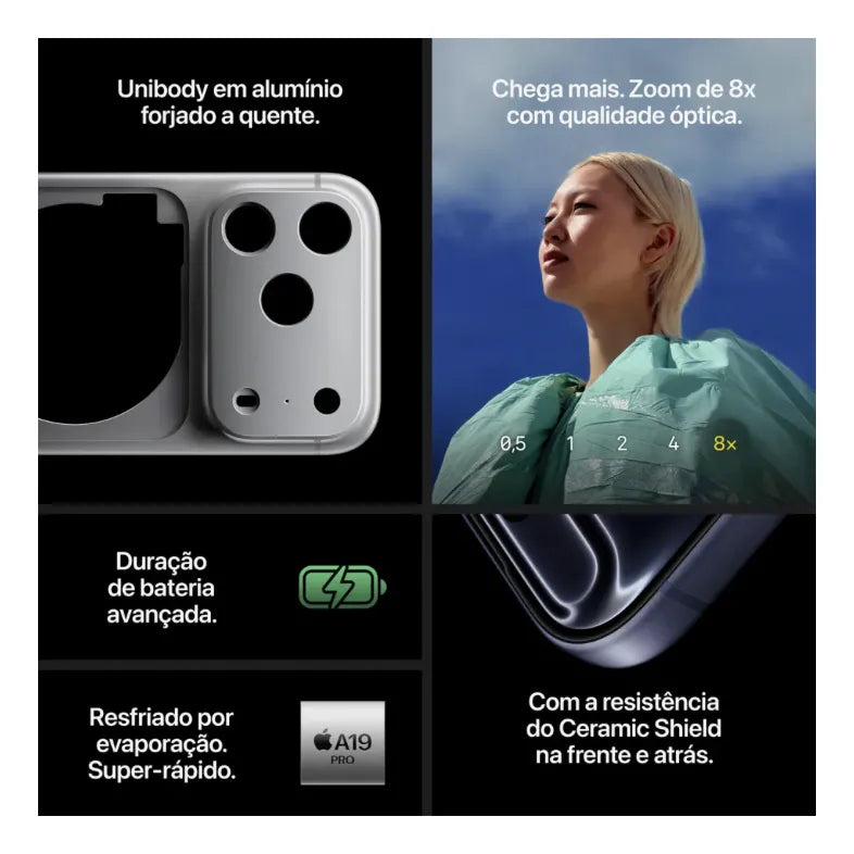 Apple iPhone 17 Pro Max | 256GB | 12GB RAM | Tela 6,9" | Câmera 48MP | eSIM | Cosmic Orange