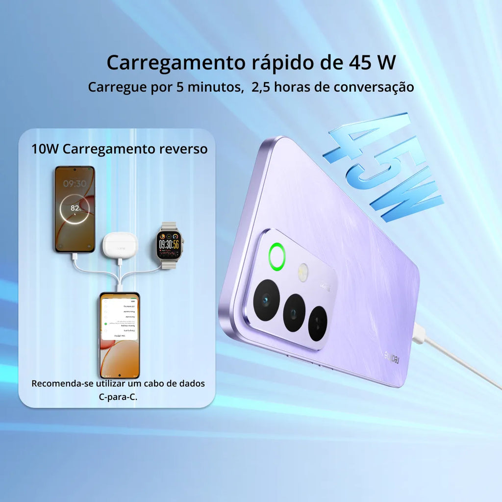 Smartphone Realme C85 256GB 8GB RAM Dual SIM Tela 144Hz Bateria 7000mAh IP69 – Azul