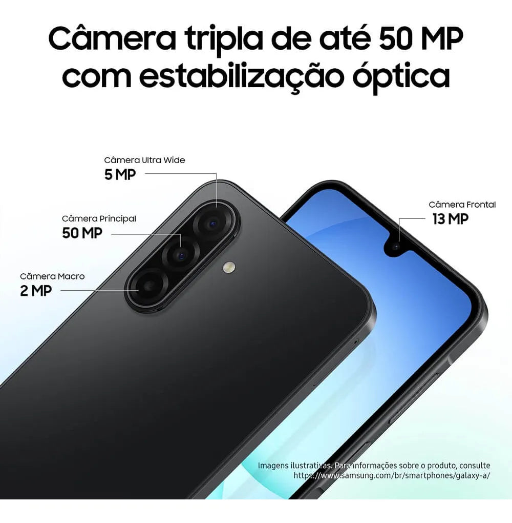 Smartphone Samsung Galaxy A17 5G 128GB 4GB RAM Câmera 50MP Tela 6.7" NFC IP54 IA – Cinza
